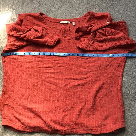 Soft Surroundings Crepe V Neck Blouse Size L Sundance Linen Cotton - Picture 7 of 7